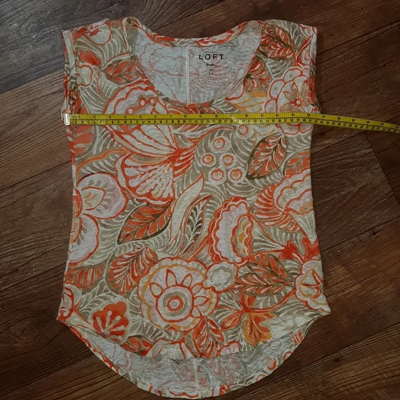 Linen Ann Taylor Loft Top Size XS ORANGE FLORAL PRINT ☆ - Picture 9 of 11